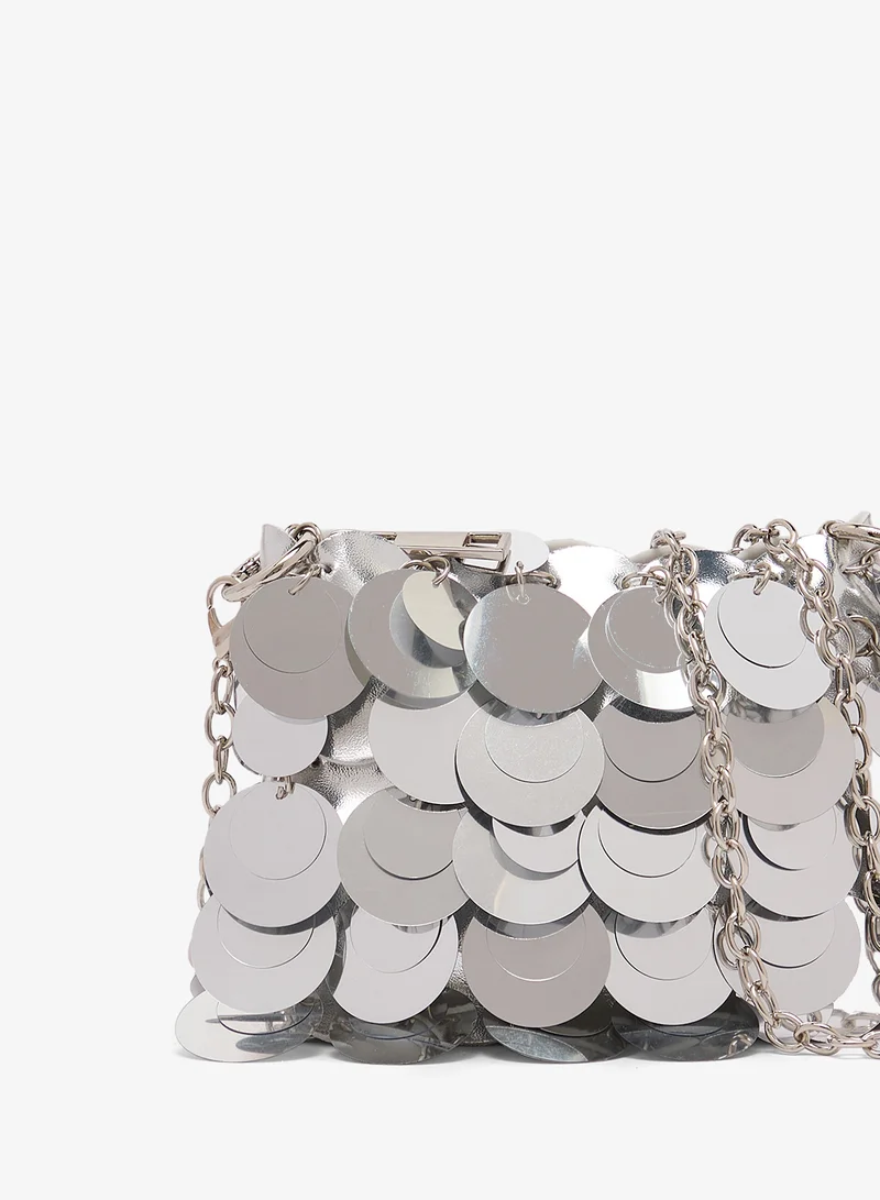 Ella Limited Edition Silver sequin embellished detail clutch for Women | Best Price UAE